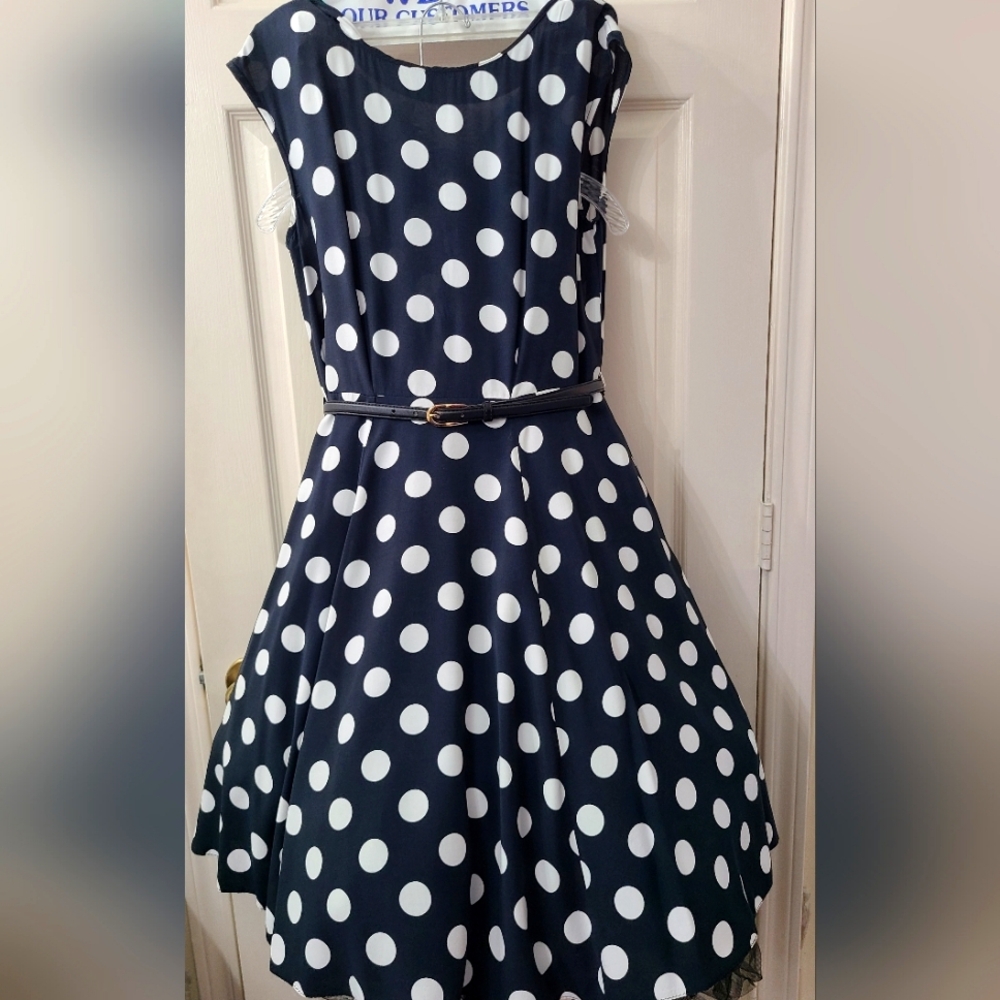 ModCloth - Closet London Black and White Polka Dot A-Line Dress